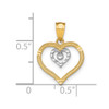 Lex & Lu 10k Yellow Gold w/Rhodium Heart Charm LAL72586 - 3 - Lex & Lu