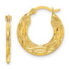 Lex & Lu 10k Yellow Gold Patterned Hollow Hoop Earrings - Lex & Lu