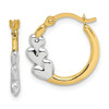 Lex & Lu 10k Yellow Gold w/Rhodium and Hearts Hollow Hoop Earrings - Lex & Lu