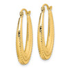 Lex & Lu 10k Yellow Gold Textured Oval Hollow Hoop Earrings LAL72671 - 2 - Lex & Lu