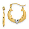 Lex & Lu 10k Yellow Gold w/Rhodium Dolphin Heart Hollow Hoop Earrings - Lex & Lu