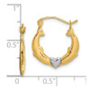 Lex & Lu 10k Yellow Gold w/Rhodium Dolphin Heart Hollow Hoop Earrings - 3 - Lex & Lu
