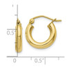 Lex & Lu 10k Yellow Gold Polished 3mm Round Hoop Earrings LAL72774 - 4 - Lex & Lu