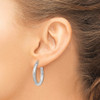 Lex & Lu 10k White Gold Satin & D/C 3mm Round Hoop Earrings LAL72833 - 3 - Lex & Lu