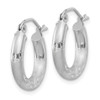 Lex & Lu 10k White Gold Satin & D/C 3mm Round Hoop Earrings LAL72835 - 2 - Lex & Lu