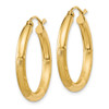 Lex & Lu 10k Yellow Gold Satin & D/C 3mm Round Hoop Earrings LAL72840 - 2 - Lex & Lu