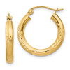 Lex & Lu 10k Yellow Gold Satin & D/C 3mm Round Hoop Earrings LAL72841 - Lex & Lu