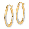 Lex & Lu 10k Yellow Gold w/Rhodium D/C 2.5x20mm Hoop Earrings LAL72858 - 2 - Lex & Lu