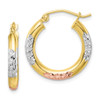 Lex & Lu 10k Yellow Gold w/Rhodium D/C 3x20mm Hoop Earrings - Lex & Lu