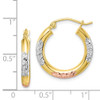 Lex & Lu 10k Yellow Gold w/Rhodium D/C 3x20mm Hoop Earrings - 2 - Lex & Lu