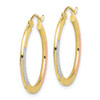 Lex & Lu 10k Yellow Gold w/Rhodium D/C 2.5x25mm Hoop Earrings - 2 - Lex & Lu