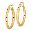 Lex & Lu 10k Yellow Gold D/C 3x30mm Hollow Tube Hoop Earrings - 2 - Lex & Lu