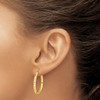 Lex & Lu 10k Yellow Gold D/C 3x30mm Hollow Tube Hoop Earrings - 3 - Lex & Lu