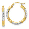 Lex & Lu 10k Yellow Gold w/Rhodium D/C 3mm Hoop Earrings LAL72877 - Lex & Lu