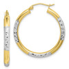 Lex & Lu 10k Yellow Gold w/Rhodium D/C 3mm Hoop Earrings LAL72878 - Lex & Lu