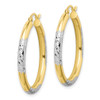 Lex & Lu 10k Yellow Gold w/Rhodium D/C 3mm Hoop Earrings LAL72878 - 2 - Lex & Lu