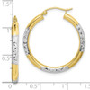 Lex & Lu 10k Yellow Gold w/Rhodium D/C 3mm Hoop Earrings LAL72878 - 4 - Lex & Lu