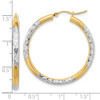 Lex & Lu 10k Yellow Gold w/Rhodium D/C 3mm Hoop Earrings LAL72879 - 4 - Lex & Lu