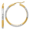Lex & Lu 10k Yellow Gold w/Rhodium D/C 3mm Hoop Earrings LAL72880 - Lex & Lu