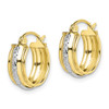 Lex & Lu 10k Yellow Gold w/Rhodium D/C Small Hoop Earrings - 2 - Lex & Lu