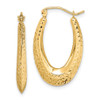 Lex & Lu 10k Yellow Gold Textured Oval Hollow Hoop Earrings LAL72892 - Lex & Lu
