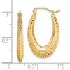 Lex & Lu 10k Yellow Gold Textured Oval Hollow Hoop Earrings LAL72892 - 4 - Lex & Lu