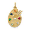 Lex & Lu 14k Yellow Gold CZ Stones Artist Palette Charm - Lex & Lu