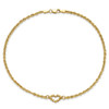 Lex & Lu 14k Yellow Gold Open Heart Rope Anklet 10'' - 4 - Lex & Lu