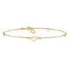 Lex & Lu 14k Yellow Gold Adjustable Fancy Heart Anklet - 3 - Lex & Lu