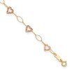 Lex & Lu 14k Two-tone Gold Adjustable Heart ension Anklet - Lex & Lu