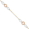 Lex & Lu 14k Tri-Color Gold Circle & Oval 9'' Anklet - Lex & Lu