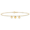 Lex & Lu 14k Yellow Gold 3 Hearts ension Anklet 9'' w/1'' ext - 3 - Lex & Lu