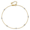 Lex & Lu 14k Two-tone Gold D/C Beads Anklet 9'' - 5 - Lex & Lu