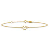 Lex & Lu 14k Yellow Gold Textured and Polished Moon Anklet - 3 - Lex & Lu