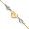 Lex & Lu 14k Two-tone Gold Puffed MOM Heart 7'' Bracelet - Lex & Lu