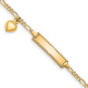 Lex & Lu 14k Yellow Gold 6'' Figaro Link w/Dangling Heart Small ID LAL73355 - Lex & Lu