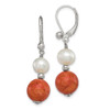 Lex & Lu Sterling Silver FWC Pearl & Stabilized Red Coral Earrings - Lex & Lu