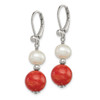 Lex & Lu Sterling Silver FWC Pearl & Stabilized Red Coral Earrings - 2 - Lex & Lu