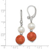 Lex & Lu Sterling Silver FWC Pearl & Stabilized Red Coral Earrings - 4 - Lex & Lu