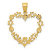 Lex & Lu 14k Yellow Gold Large Floral Heart Pendant - Lex & Lu