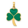 Lex & Lu 14k Yellow Gold Green Enameled Shamrock Pendant - Lex & Lu