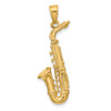 Lex & Lu 14k Yellow Gold Solid Polished 3-D Saxophone Pendant - 3 - Lex & Lu