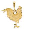 Lex & Lu 14k Yellow Gold Solid Polished Open-Backed Rooster Pendant - 3 - Lex & Lu