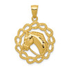 Lex & Lu 14k Yellow Gold Solid Polished Horse Head in Horseshoes Pendant - Lex & Lu