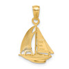 Lex & Lu 14k Yellow Gold Polished Open-Backed Sailboat Pendant - 3 - Lex & Lu