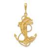 Lex & Lu 14k Yellow Gold Solid Polished Anchor w/Dolphin Pendant - 3 - Lex & Lu