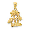 Lex & Lu 14k Yellow Gold Satin D/C Open-Backed Palm Trees Pendant - Lex & Lu