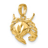 Lex & Lu 14k Yellow Gold Polished Open-Backed Crab Pendant - 5 - Lex & Lu