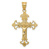 Lex & Lu 14k Yellow Gold INRI Fleur De Lis Crucifix Pendant LAL73790 - Lex & Lu