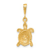 Lex & Lu 14k Yellow Gold Solid Polished Open-Backed Sea Turtle Charm - 3 - Lex & Lu